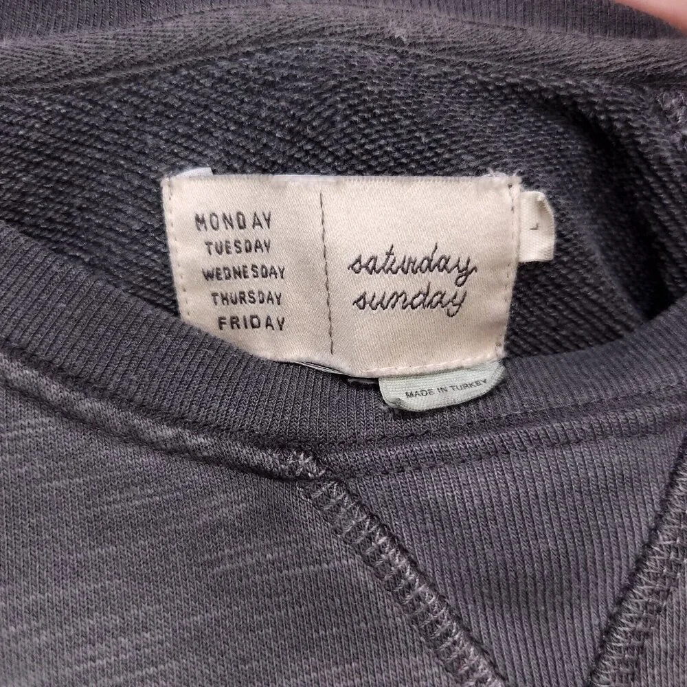 Anthropologie Saturday Sunday Sweatshirt Womens Large Go Bananas Distress Gray_6